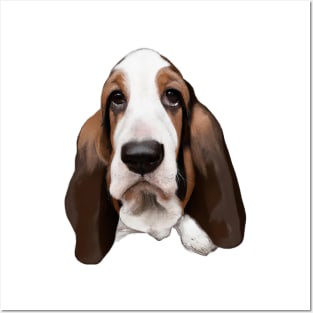 Cute Basset Hound Drawing Posters and Art